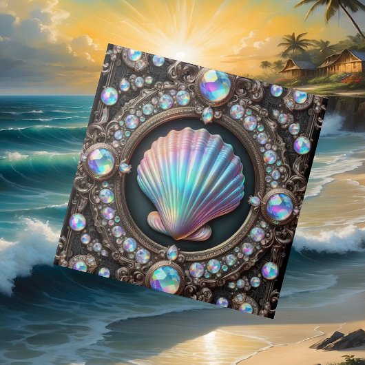Coastal Living | Black Seashell Opal Diamond タイル