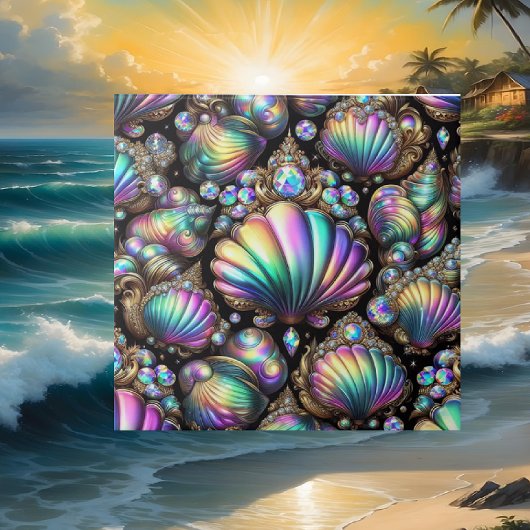 Coastal Living | Black Seashell Opal Diamond タイル