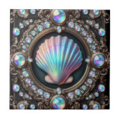 Coastal Living | Black Seashell Opal Diamond タイル (正面)