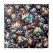 Coastal Living | Black Seashell Opal Diamond タイル (正面)