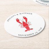 Coastal Lobster Boil Beach Wedding Custom ラウンドペーパーコースター (アングル)