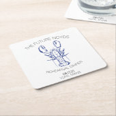 Coastal Lobster Wedding Rehearsal Dinner Sticker スクエアペーパーコースター (アングル)