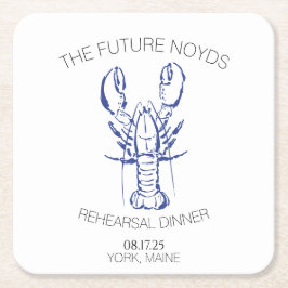 Coastal Lobster Wedding Rehearsal Dinner Sticker スクエアペーパーコースター
