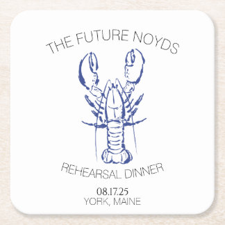 Coastal Lobster Wedding Rehearsal Dinner Sticker スクエアペーパーコースター