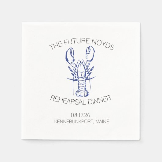 Coastal Lobster Wedding Rehearsal Dinner Sticker スタンダードカクテルナプキン (正面)