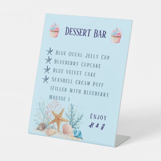 Coastal Love Dessert Bar Wedding Table 台座サイン (正面)