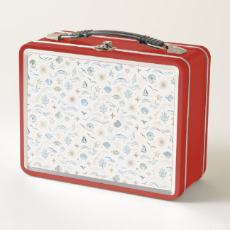 Coastal Luxury Light Blue Lunchbox – Elegant Patte メタルランチボックス
