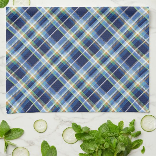 Coastal - Marine Blue, Blue-Grey, Orange, Lime... キッチンタオル (折り畳み)