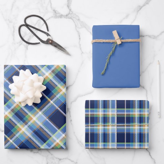 Coastal - Marine Blue, Blue-Grey, Orange, Lime... ラッピングペーパーシート (正面)
