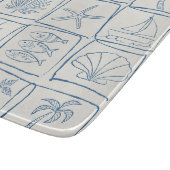 Coastal Mediterranean Faux Tile Linen Cobalt カッティングボード (角)