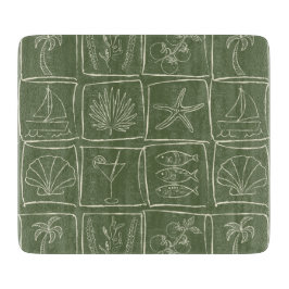 Coastal Mediterranean Faux Tile Olive Grove カッティングボード