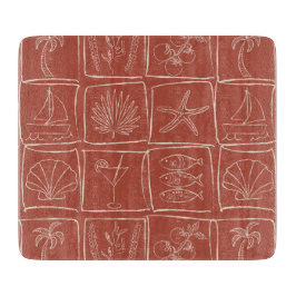 Coastal Mediterranean Faux Tile Tuscan Terracotta カッティングボード