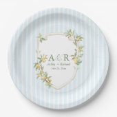 Coastal Mediterranean Lemon Crest Wedding ペーパープレート (正面)