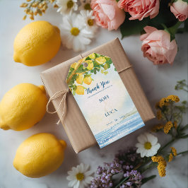 Coastal Mediterranean Lemon Grove Wedding Favor ギフトタグ