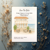 coastal mediterranean ocean wedding save the date  招待状