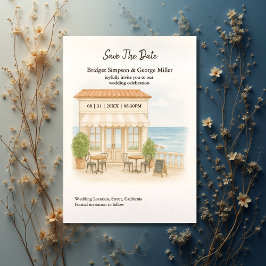 coastal mediterranean ocean wedding save the date  招待状