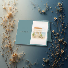 coastal mediterranean ocean wedding table numbers サンキューカード