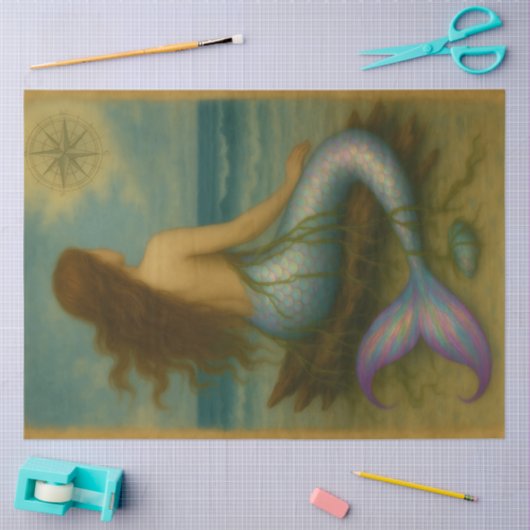 Coastal Mermaid Siren Decoupage 薄葉紙 (クラフト)