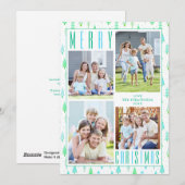 Coastal MERRY CHRISTMAS Trees 4 Photos Turquoise シーズンカード (正面/裏面)