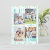 Coastal MERRY CHRISTMAS Trees 4 Photos Turquoise シーズンカード (スタンド正面)