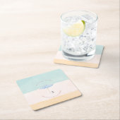 Coastal Monogram Beach Umbrella Paper Coasters スクエアペーパーコースター (インサイチュ)