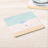 Coastal Monogram Beach Umbrella Paper Coasters スクエアペーパーコースター (アングル)