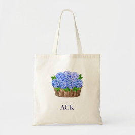 Coastal Nantucket Hydrangea Monogram Tote Bag トートバッグ
