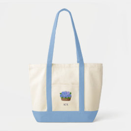 Coastal Nantucket Hydrangea Monogram Tote Bag トートバッグ