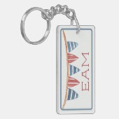 Coastal Nautical Beach Flags Monogram キーホルダー (正面左)