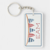Coastal Nautical Beach Flags Monogram キーホルダー (正面)