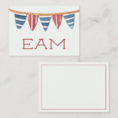 Coastal Nautical Beach Flags Monogram ノートカード (正面/裏面)