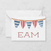 Coastal Nautical Beach Flags Monogram ノートカード (正面)