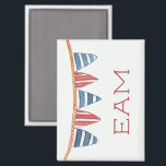 Coastal Nautical Beach Flags Monogram マグネット<br><div class="desc">This monogrammed magnet features a nautical flag banner in soft watercolor shades of red, white and blue. Personalize the monogram with your choice of initials. Fun for personalized party favors and gift bags.</div>