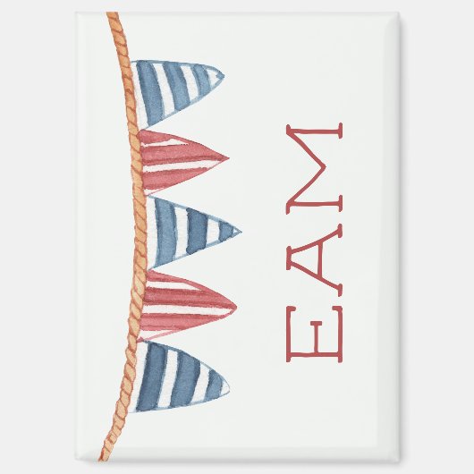 Coastal Nautical Beach Flags Monogram マグネット (正面)