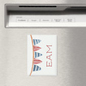 Coastal Nautical Beach Flags Monogram マグネット (インサイチュ (食洗機))