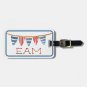 Coastal Nautical Beach Flags Monogram ラゲッジタグ (正面横)