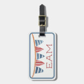 Coastal Nautical Beach Flags Monogram ラゲッジタグ (正面縦)