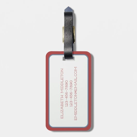 Coastal Nautical Beach Flags Monogram ラゲッジタグ (裏面縦)