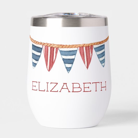 Coastal Nautical Beach Flags Personalized (正面)