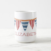 Coastal Nautical Beach Flags Personalized コーヒーマグカップ (中央)