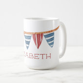 Coastal Nautical Beach Flags Personalized コーヒーマグカップ (正面右)