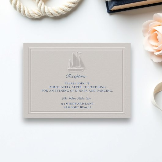 Coastal Nautical Boat Formal Wedding Reception エンクロージャーカード