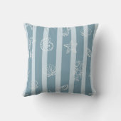 Coastal Nautical Pattern | Blue Sea Shell & Seahor クッション (裏面)