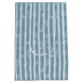 Coastal Nautical Pattern | Blue Sea Shell & Seahor ミディアムペーパーバッグ (裏面)