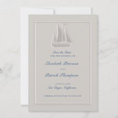 Coastal Nautical Sailboat Ivory Formal Wedding セーブザデート (正面)