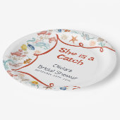 Coastal Nautical Seafood Bridal Shower Paper Plate ペーパープレート (アングル)