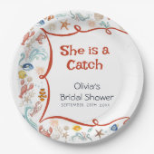 Coastal Nautical Seafood Bridal Shower Paper Plate ペーパープレート (正面)