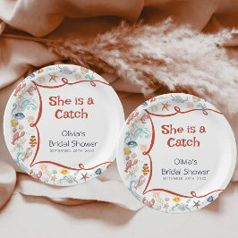 Coastal Nautical Seafood Bridal Shower Paper Plate ペーパープレート