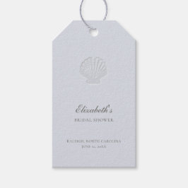 Coastal Nautical Shell Blue Elegant Bridal Shower ギフトタグ