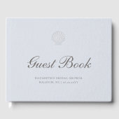 Coastal Nautical Shell Blue Elegant Bridal Shower ゲストブック (正面)
